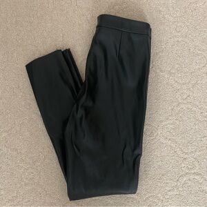 Women’s Zara Black Leather Pants Raw Edge Zip Ankle Medium